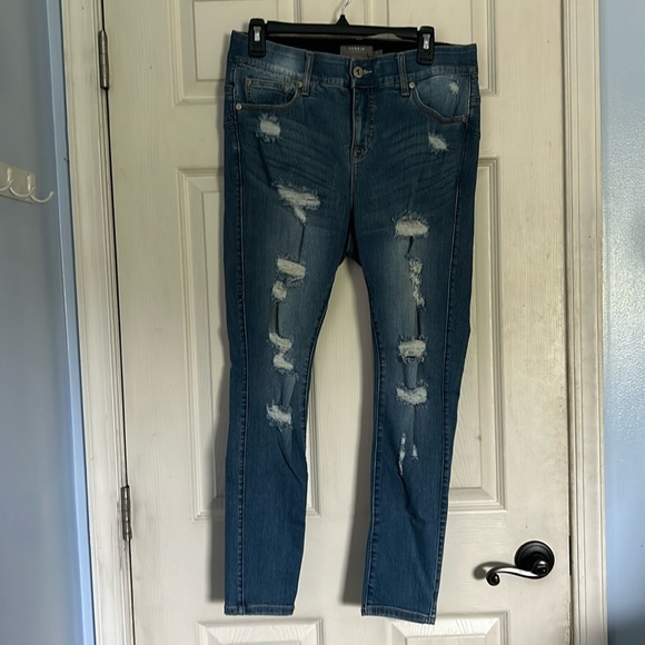 torrid Denim - Torrid premium stretch distressed bombshell skinny jeans size 12 short